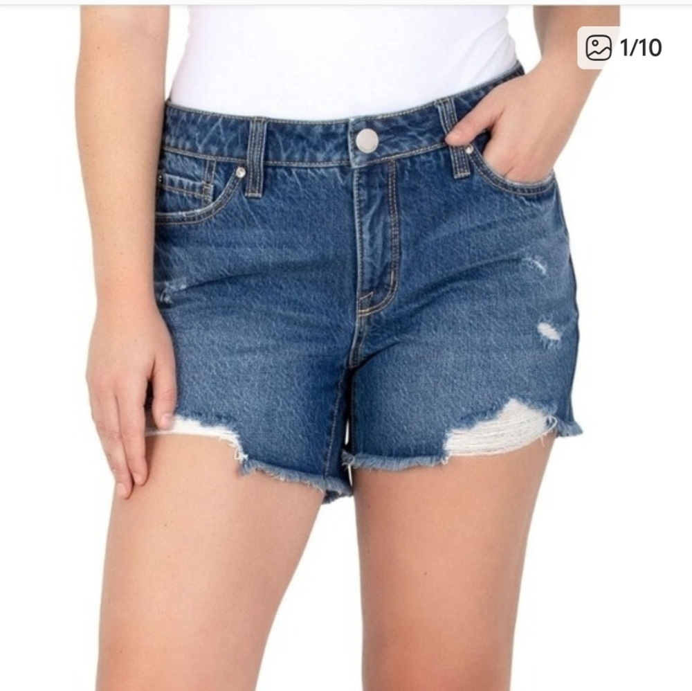 Seven7 Women's Distressed Blue Jean Shorts